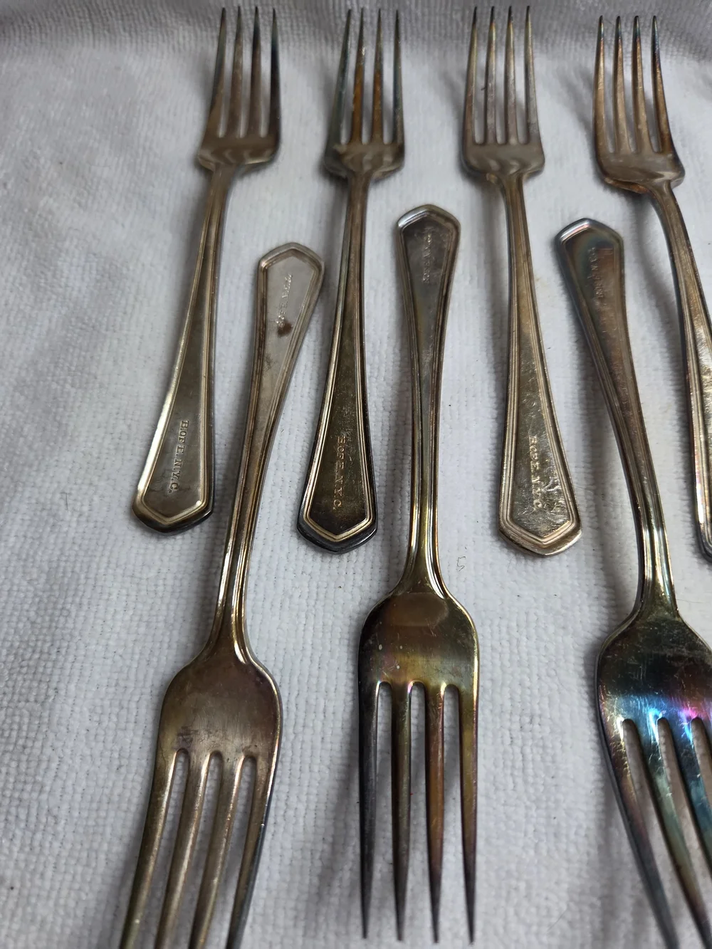 13 Vtg Victor Silver Co NYC Board of Ed Flatware Forks B. OF E. N.Y.C.